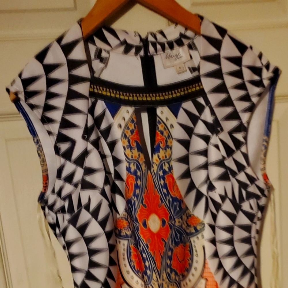 Beige by eci geometric dress